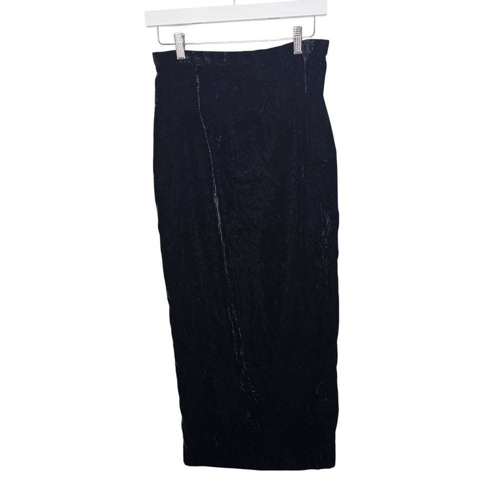 Scott McClintock VTG Velvet Maxi Skirt Black 10‎ High Waist Back Slit Whimsigoth